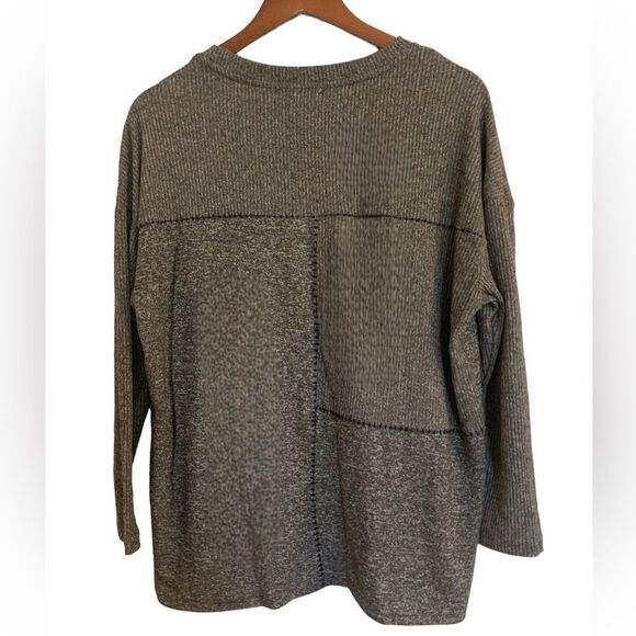 Coco + Jaimeson from Buckle Charcoal Gray/ Blk  Patchwork Scoop Neck Sweater XL - Picture 2 of 6